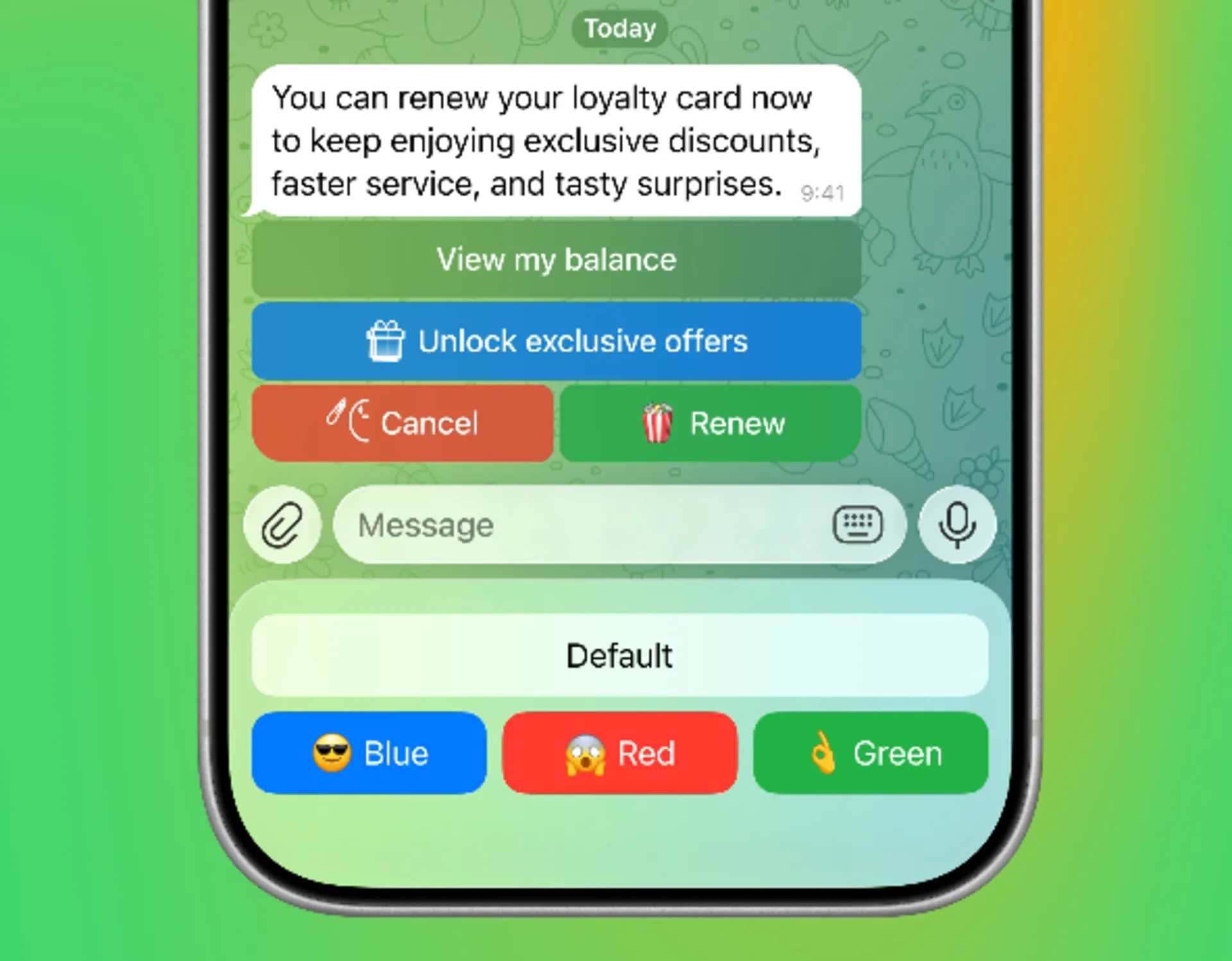 رنگ‌بندی دکمه‌ها در بات‌های تلگرام