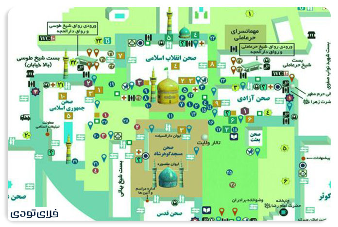 نقشه حرم مطهر امام رضا (ع)