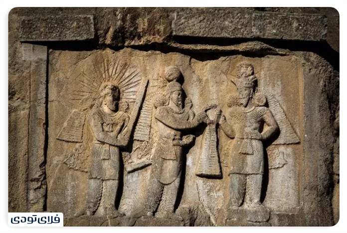 طاق بستان کرمانشاه سنگنگاره تاجگذاری اردشیر دوم