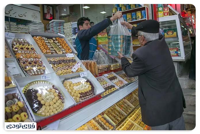 سوغات کرمانشاه بازار نان برنجی کرمانشاه