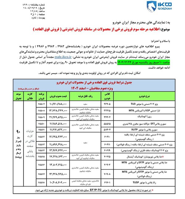 فوری/ شرایط فروش ایران خودرو بدون قرعه کشی + جدول 5323204